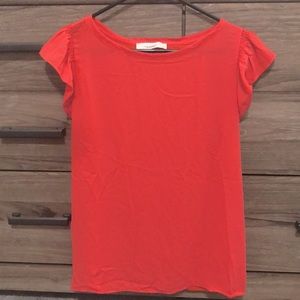 LOFT MP NWOT ruffle short sleeve woven top
